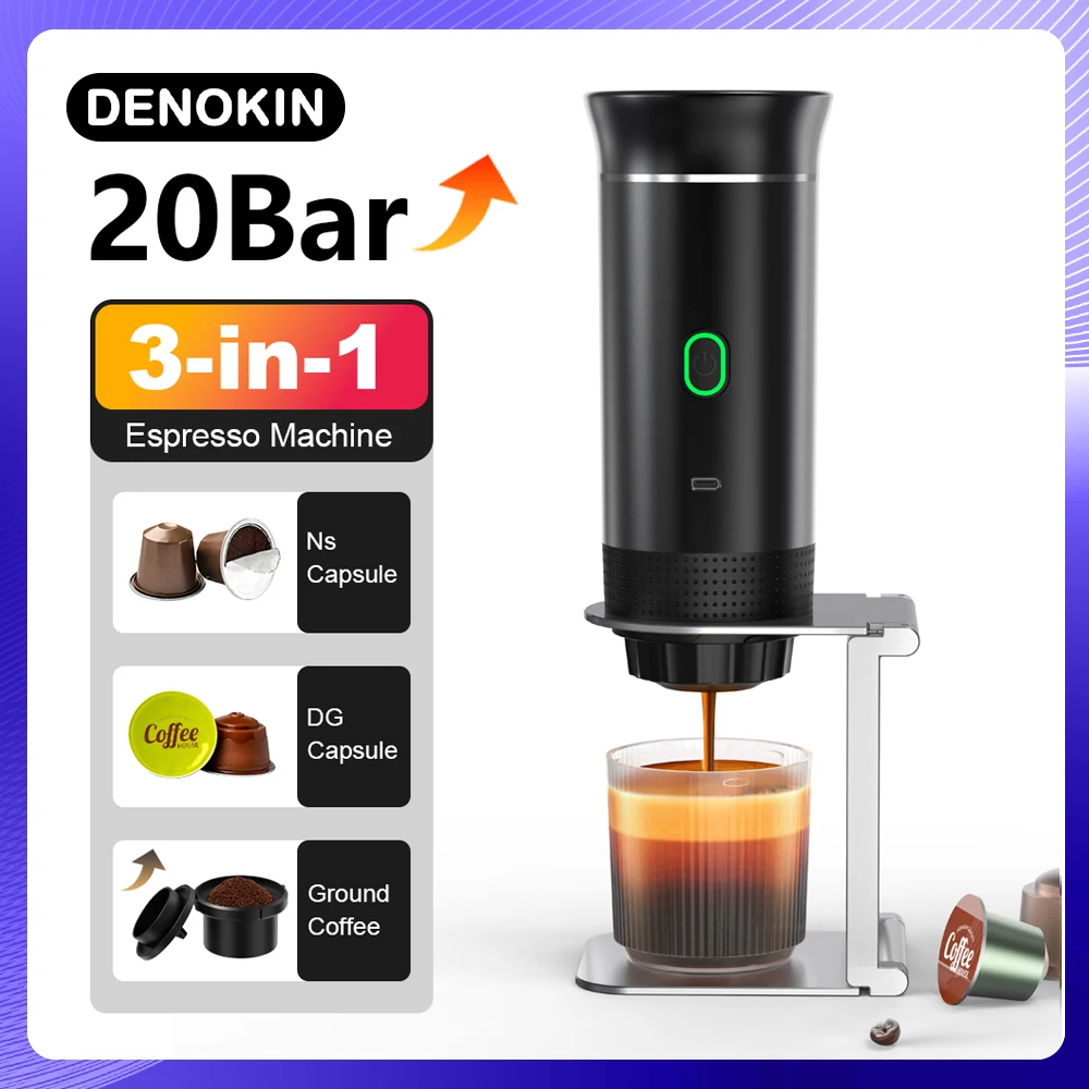S3c6835cc323b4eb3be7baef39b1ba2408.webp Wireless Electric Portable Espresso Coffee Machine for Car & Home Camping Coffee Maker 3-in-1 Capsule Powder Travel Coffee Maker - Image 1