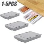 Adhesive Under Desk Drawer Organizer Hidden Table Storage Box Slide Out Tray Simple Sundries Cosmetics Stationery Organizer