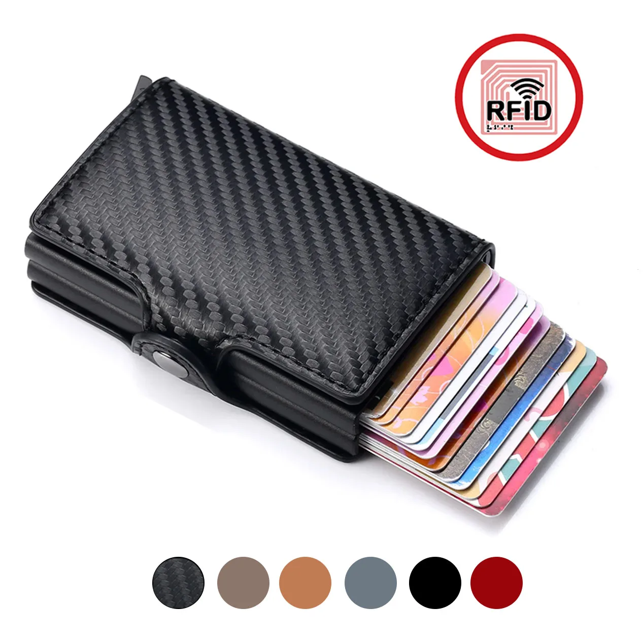 Sff28445cf3d3416597eed49cc24f941dC.webp Rfid Men Card Wallets Carbon Fiber Slim Mini Wallet 14 Card Holders Small Money Bag Male Purses - Image 1